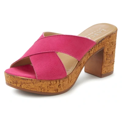Abbildung von LASCANA Pantolette, Mule, Sandale, offener Schuh aus Leder mit Blockabsatz