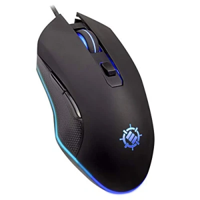 Abbildung von ENHANCE RGB Maus Gaming, Mehrfarbige LED Gaming Maus, 4 DPI Stufen und Geflochtenes Nylonkabel, 6 Programmierbare Tasten, Feuer Tasten Optischer Sensor Wired für Pro Gamer Schwarz