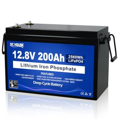 Abbildung von DCHOUSE 12V 200Ah LiFePO4 Batterie,verbessertes 200A BMS, Tieftemperaturschutz,4000 Zyklen Deep Cycle Lithiumbatterie, perfekt für Wohnmobile,Solaranlagen,Marine,Wohnwagen, netzunabhängige Anwendungen