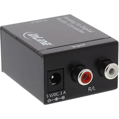 Abbildung von InLine 65001 Audio Konverter Analog zu Digital, AD Wandler, Eingang 2x Cinch Stereo, Ausgang Toslink oder