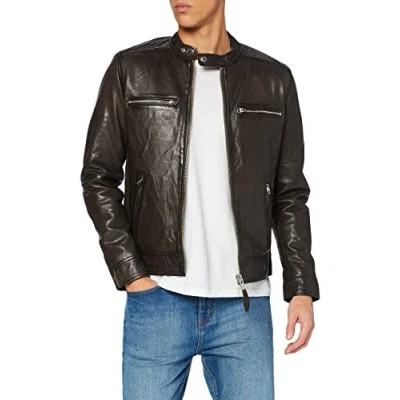 Abbildung von Schott NYC Herren Lcnewport Lederjacke, Braun, Medium