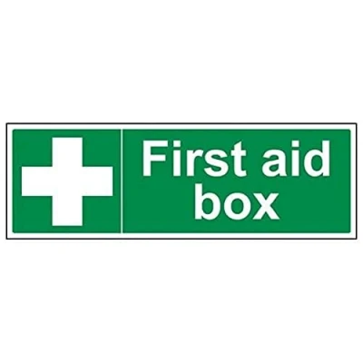 Abbildung von vsafety 31014bj s &quot;First Aid Box&quot; Erste Hilfe Allgemeine Zeichen, selbstklebend, Landschaft, 450 mm x 150 mm, grün