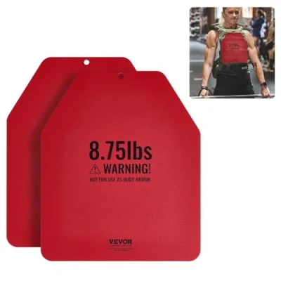Abbildung von VEVOR Gewichtswestenplatten 3,97 kg x 2 Stk. Premium Gewichtsplatten aus Stahl, konturierte ergonomische Passform WODs, Zusatzgewicht für Gewichtswesten, Krafttraining Laufen Fitness Rot