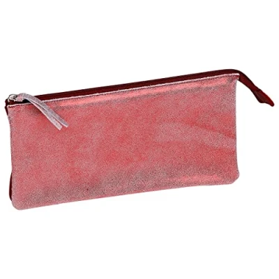 Abbildung von Clairefontaine 410070C Schlampermäppchen Ruby aus Wildleder Flach, 11 x 22cm, 2 Fächer, 1 Stück, Rot glänzend