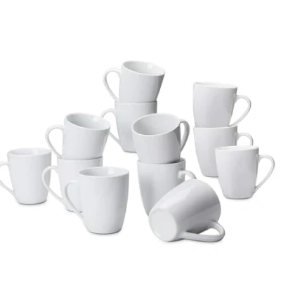 Abbildung von Amazon Basics Kaffeetassen Set, 12 teiliges Porzellan, 355 ml, Weiß (Früher Marke AmazonCommercial)
