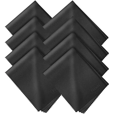 Abbildung von Filzada® 8X Brillenputztücher Schwarz [20x20cm] Optikerqualität Fusselfreies Mikrofaser Brillenputztuch Displaytuch zur Reinigung von Brillen, Smartphone, Kamera