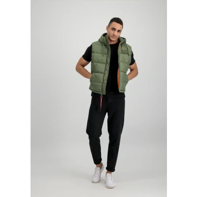 Abbildung von Alpha Industries Hooded Puffer Weste, Herren, Größe: Small, Sage green