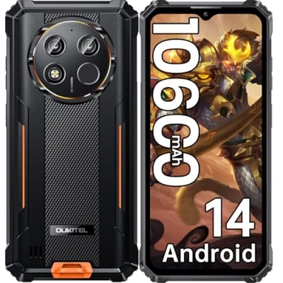 Abbildung von OUKITEL WP28E (2025) Outdoor Smartphone Android 14, 10600mAh Handy Ohne Vertrag, 8GB +64GB/1TB, 6,52&quot; mit 13MP Kamera, IP68 Wasserdicht, Dual 4G SIM/NFC/GPS/OTG/Face ID/BT5.0/Orange