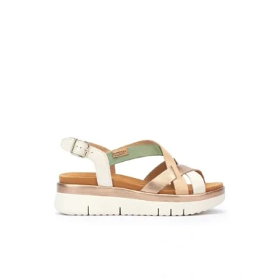 Abbildung von Pikolinos Keilsandalen in Leder Palma für Frauen Farbe Blanco