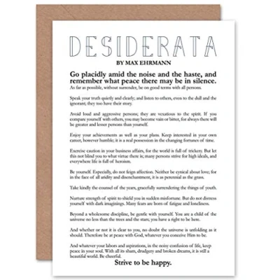 Abbildung von Wee Blue Coo Desiderata Poem By Max Ehrmann Greeting/birthday Sealed Greeting Card Plus Envelope Blank inside