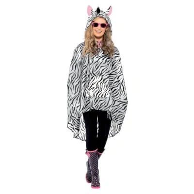 Abbildung von Smiffys Kostüm Festival Poncho Zebra, Tierischer Regenschutz für und Event