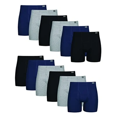 Abbildung von Hanes Herren Boxershorts ohne Etikett mit stoffbezogenem Bund mehrere Packungen erhältlich Retroshorts, 12er Pack, Sortiert, S