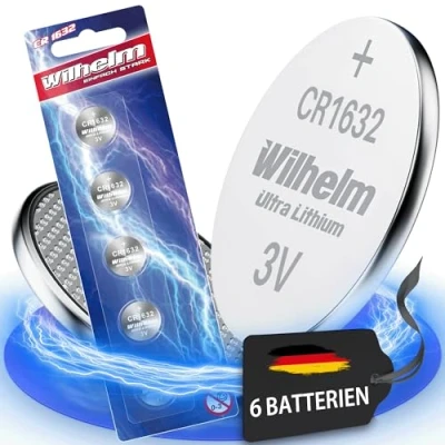 Abbildung von 6 x CR1632 CR 1632 WILHELM Lithium Knopfzelle 3V 140 mAh ø16 3,2 mm Batterie DL1632
