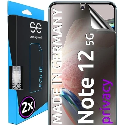 Abbildung von S.E für Xiaomi Redmi Note 12 Schutzfolie privacy Blickschutz Folie 2x Folien im SET aus Deutschland, Anti peep Spy Folie, staubfrei und blasenfrei, Sichtschutz