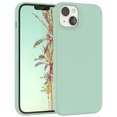 Abbildung von EAZY CASE Premium Silikon Handyhülle kompatibel mit iPhone 14 Plus, Slimcover Kameraschutz und Innenfutter, Silikonhülle, Schutzhülle, Bumper, Handy Case, Hülle, Softcase, Mint Grün