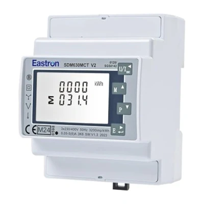 Abbildung von EASTRON SDM630MCT V2 Stromzähler, 1/3 Phase Modbus RS485 RTU (Stromwandler erforderlich) gespeister DIN Schienen Smart Meter, MID kalibriert