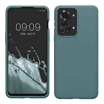 Abbildung von kwmobile Hülle kompatibel mit OnePlus Nord 2T 5G Silikon Handy Case Handyhülle weiche Oberfläche kabelloses Laden Arctic Night