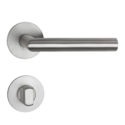Abbildung von SO TECH® Drückergarnitur THORE Edelstahl, Flachrosetten, magnetische Cliptechnik, Bad / WC Türen Türgarnitur Edelstahl gebürstet