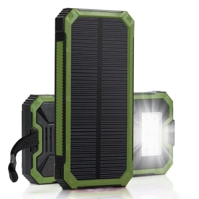 Abbildung von Ausla Solar Powerbank Tragbare Ladegerät Energiespeicher Zwei Mobile USB Powerbanks Gehäuse(Grün)