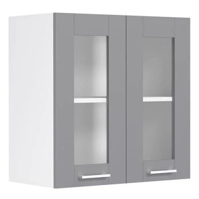 Abbildung von VCM Küchenschrank Breite 80 cm Glastür Hängeschrank Glas Küche Küchenmöbel Landhaus Colura Weiß/Anthrazit