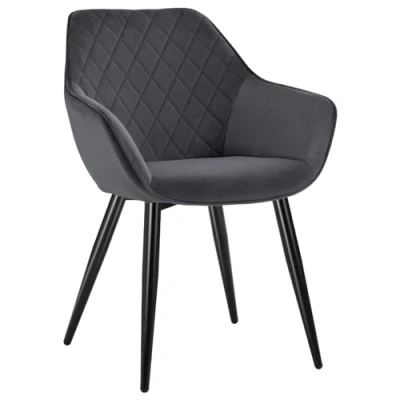 Abbildung von WOLTU Esszimmerstuhl 1 Stück Küchenstuhl Wohnzimmerstuhl Polsterstuhl Sessel, Armlehnstuhl mit Rückenlehne, für Esszimmer, Küche, Wohnzimmer, Samt, Metallbeine, Dunkelgrau, BH153dgr
