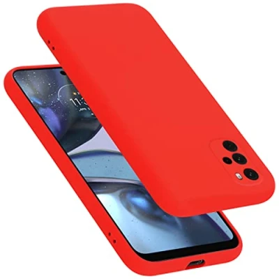 Abbildung von Cadorabo Hülle kompatibel mit Motorola Moto G22 Silikon Handyhülle für Case aus flüssigem Kratzfeste und stoßfeste dünne TPU Schutzhülle Liquid ROT