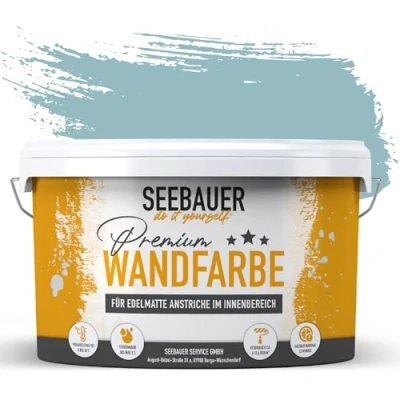 Abbildung von SEEBAUER diy Wandfarbe Türkis 2,5L für Innen (No. 781 Tourqoise Dream) Edelmatte Innenfarbe Blau Grün Grüntöne sehr hohe Deckkraft Matt, Abwaschbar und Tropffrei