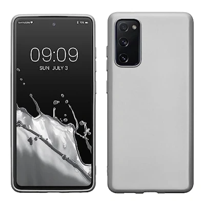 Abbildung von kwmobile Case kompatibel mit Samsung Galaxy S20 FE Hülle Schutzhülle aus Silikon metallisch schimmernd Handyhülle Metallic Silber