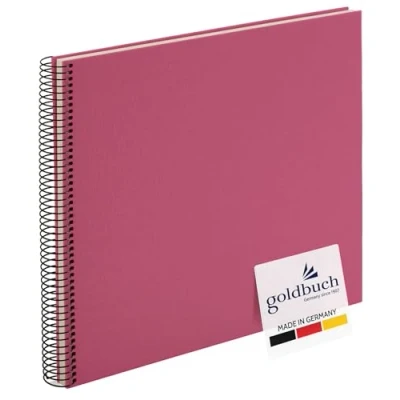 Abbildung von goldbuch 25608 Spiralalbum Bella Vista, Foto Album 35 x 30 cm, Fotoalbum mit 40 weiße Seiten, Erinnerungsalbum aus Leinen, Fotobuch für Bilder und Fotos zum Einkleben, Fuchsia