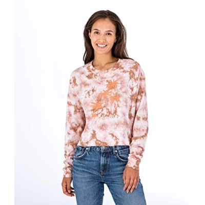 Abbildung von Hurley Damen Taryn Washed Cropped Boyfriend Ls Tee T Shirt, Iced Coffee, S