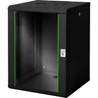 Abbildung von DIGITUS Netzwerk Schrank 19 zoll 16 HE Wandmontage 600 mm Tiefe Traglast 100 kg Unique Serie Glastür Schwarz
