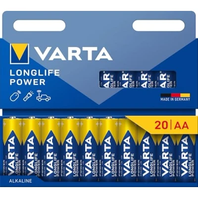 Abbildung von VARTA Batterien AA, 20 Stück, Longlife Power, Alkaline, 1,5V, ideal für Spielzeug, Funkmaus, Taschenlampen, plastikfreie Verpackung, Made in Germany