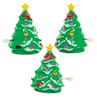 Abbildung von Baker Ross FX881 Drehende Weihnachtsbaum Windrädchen Packung mit 4, Weihnachts Kunsthandwerk Sets für Kinder