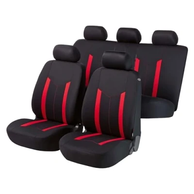Abbildung von WALSER Hastings 11809 Sitzschonbezug schwarz, Rot Polyester vorne und hinten SEAT: Ibiza 4 Sportcoupe, Leon II Schrägheck, AUDI: A4 B5 Avant