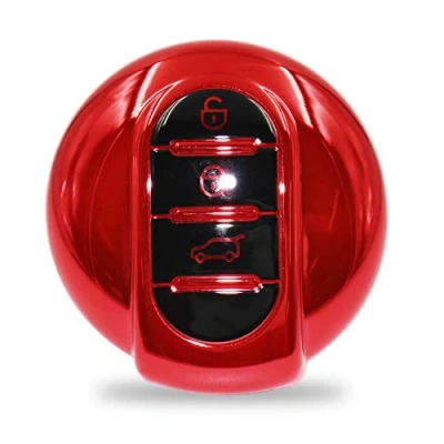 Abbildung von Autoschlüssel Hülle für 3 Tasten Auto Schlüssel TPU Schutzhülle Chrom Hochglanz Schlüsselhülle Cover Kfz Zubehör MIB(Chrom Rot)