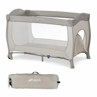 Abbildung von Hauck Baby Reisebett Sleep&#039;n Play Go Plus Beige, Kinder faltbar120x60 mit Rollen, Tasche &amp; Einstieg