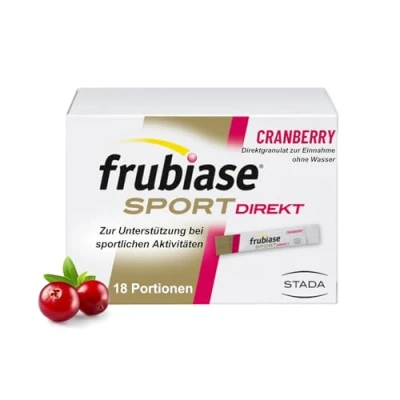 Abbildung von frubiase Sport DIREKT Cranberry Nahrungsergänzungsmittel mit hochdosierten Mineralstoffen, Vitaminen und Spurenelementen Nährstoffversorgung beim 18 x 2,5 g Direktgranulat