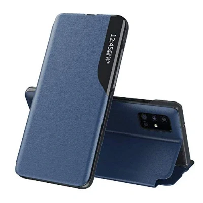 Abbildung von cofi1453 Eco Leather View Case Buch Tasche Leder Handyhülle Schutzhülle aufklappbare Hülle Standfunktion kompatibel mit Samsung Galaxy S20 Plus (G985F) Blau