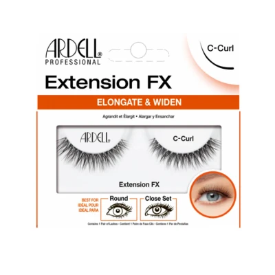 Abbildung von Ardell Künstliche Wimpernverlängerung, FX C Curl, schwarz, kurz, ausgestellt, runde oder enge Augen, seidig weiche, knotenfreie unsichtbare und vegane Wimpern