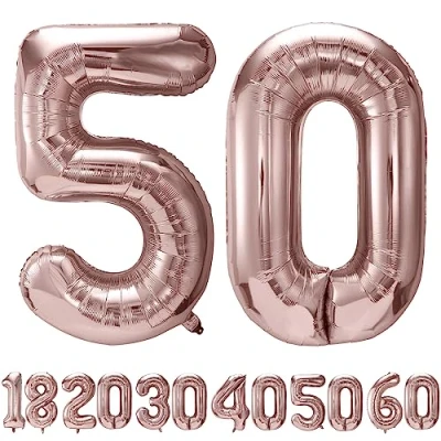 Abbildung von luftballon 50 jahre Roségold ballons 40&quot; 101cm Geburtstagsdeko Folienballon Zahl Deko zum Geburtstag fliegt mit Helium für Männer Frauen Geburtstagsparty Jubiläum