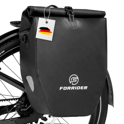 Abbildung von Forrider Fahrradtasche Wasserdicht für Gepäckträger [25L Volumen] mit Schultergurt Gepäckträgertasche Einzel Fahrrad Tasche Packtasche hält an jedem (Schwarz, Einzeltasche)