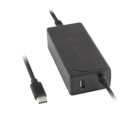 Abbildung von NGS W 65W TYP C Universal Ladegerät, USB Laptop und Geräteladegerät mit Anschlüssen, schnelles sicheres Laden, Ideal für unterwegs, Leistung 65 W, 2A Ausgang, Schwarz