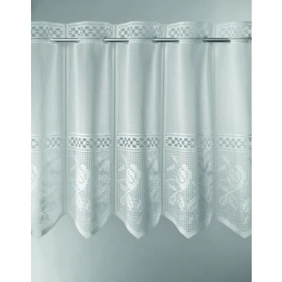 Abbildung von Scheibengardine Jacquard gelocht Blumen 90 cm hoch weiß Wunschbreite frei wählbar durch gekaufte Menge in 28 Schritten Meterware