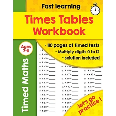 Abbildung von Times Tables Workbook: Ideal for Home Learning Timed Tests Multiplication Math Drills 100 Practice Pages KS2 Workbook (Ages 7 11)