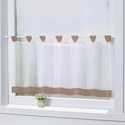 Abbildung von Joyswahl Bistrogardine Voile Schlaufen Scheibengardine Mia Küchen Transparenter Vorhang HxB 60x90cm Braun 1er Pack