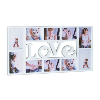 Abbildung von relaxdays Collagerahmen Bilderrahmen LOVE für 10 Fotos, Weiß