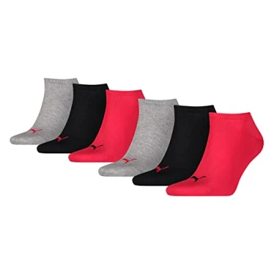 Abbildung von Puma Unisex Sneaker Plain 6 PACK Sportsocken, Größe: 39 42, Grey/black/red combo