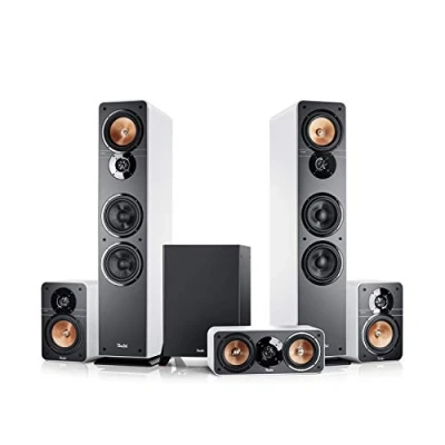 Abbildung von Teufel Ultima 40 Surround 5.1 Set Heimkino Lautsprecher Soundanlage Kino Raumklang Subwoofer Movie High End HiFi schwarz/weiß