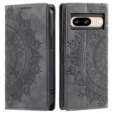 Abbildung von CoverKingz Handyhülle für Google Pixel 9/9 Pro Handytasche mit Kartenfach Phone Case Cover Handy Hülle klappbar Motiv Mandala Grau