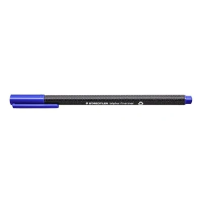 Abbildung von STAEDTLER 334 3 Triplus Fineliner (Dreikant, Superfeine, Metallgefasste Spitze, Linienbreite ca. 0,3 mm, 10 Stück) blau